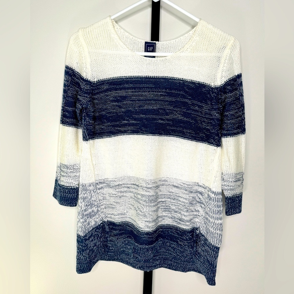 Gap Wide Blue and White Striped Sweater - Classic Nautical Style